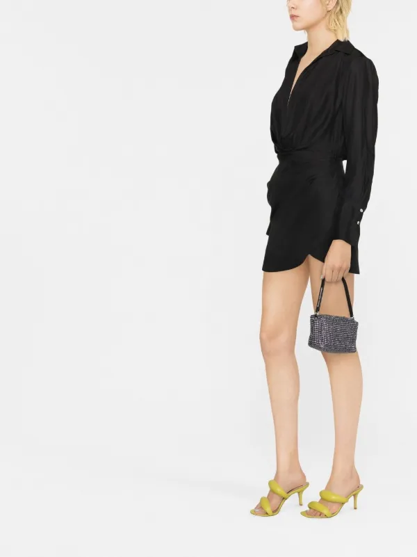gauge81 shirt dress Naha Chestnut Silk Mini Shirt Dress