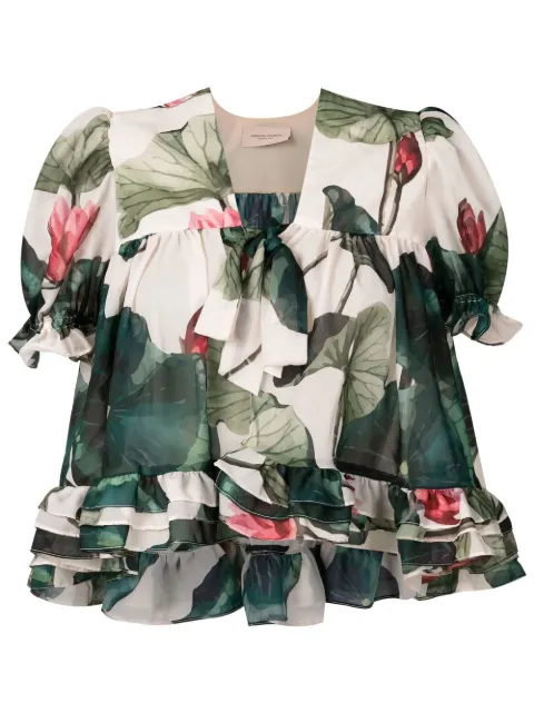 Adriana Degreas Vitoria Regia-print ruffled top