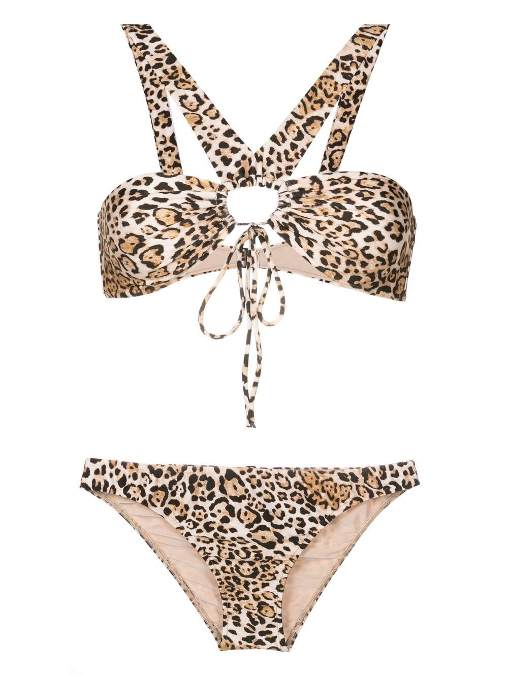 adriana degreas bikini à imprimé léopard - marron