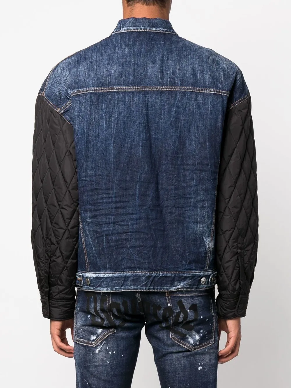 Shop Dsquared2 Contrast-sleeve Denim Jacket In Blau