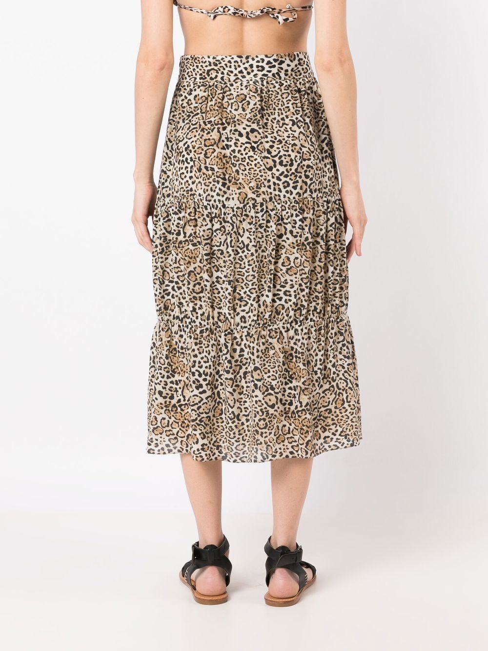 Shop Adriana Degreas Leopard-print High-waist Skirt In Brown