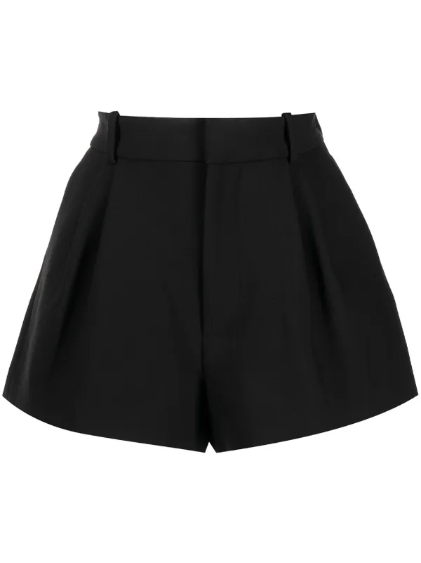 Area Logo-laque Pleated Tailored Shorts in Black