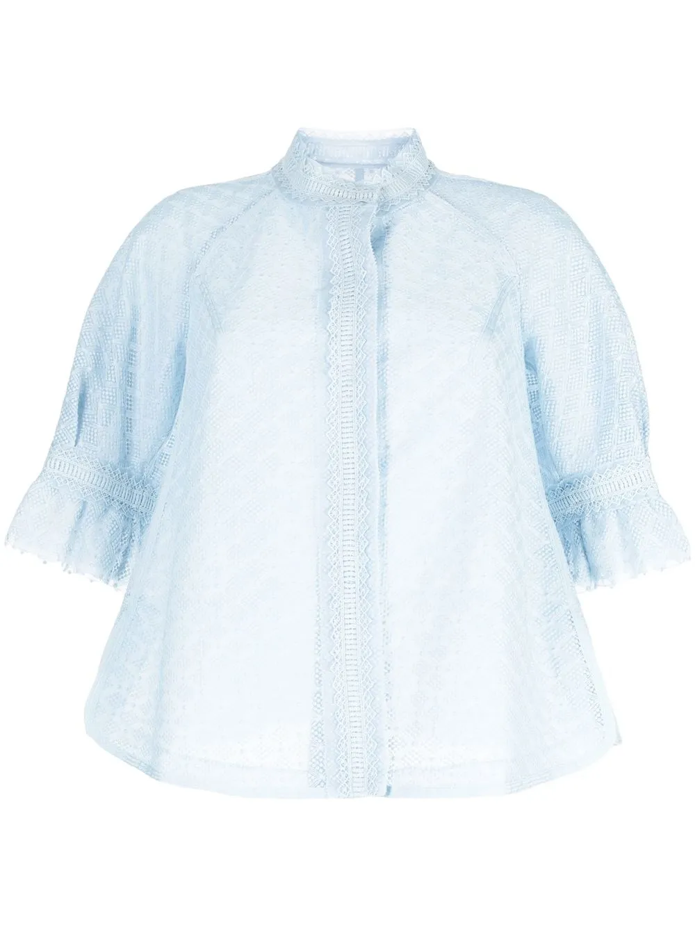 

SHIATZY CHEN lace-collar detail jacket - Blue