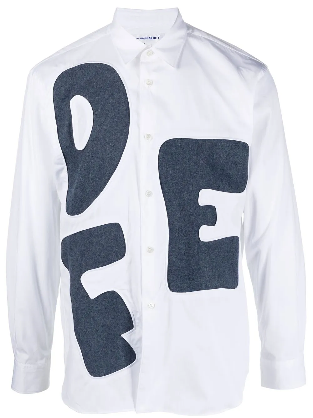 

Comme Des Garçons Shirt camisa manga larga con parche de letra - Blanco