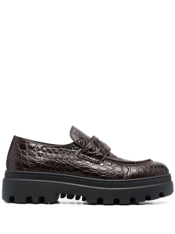 Car Shoe Crocodile Effect Loafers