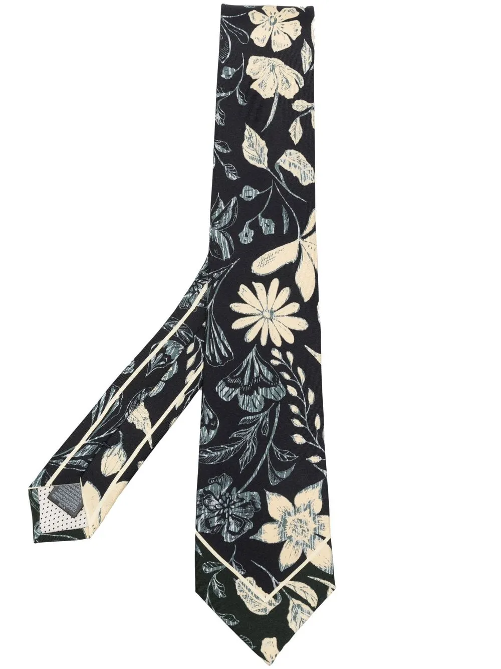 

Paul Smith corbata de seda con bordado floral - Negro