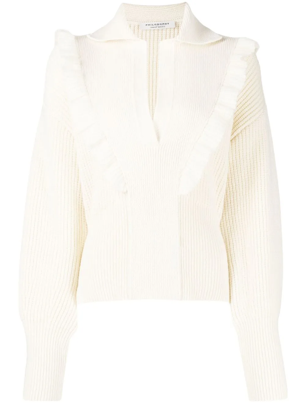 

Philosophy Di Lorenzo Serafini frill-detail collared knit top - Blanco