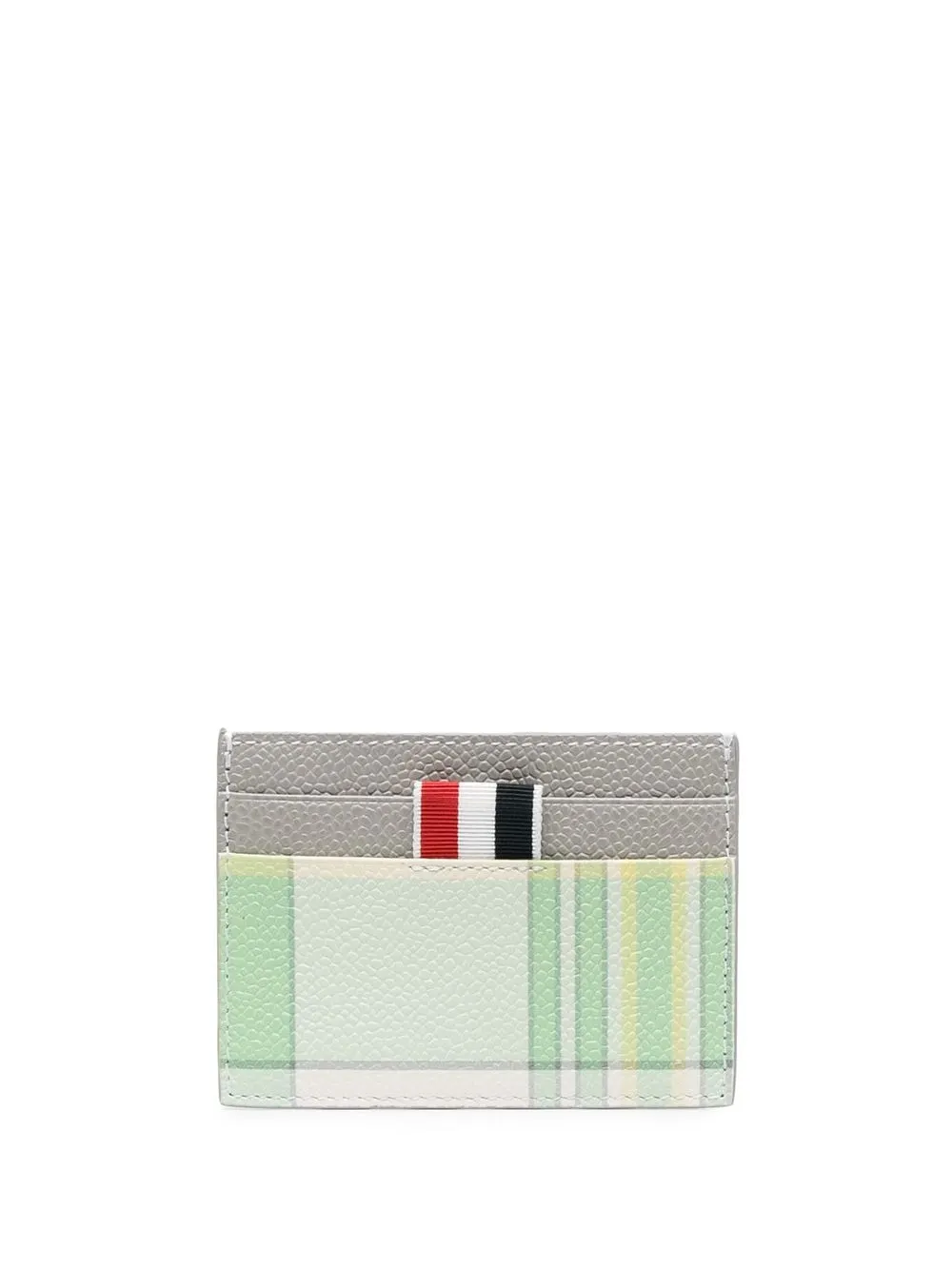 Thom Browne Leather Striped Cardholder In Grün