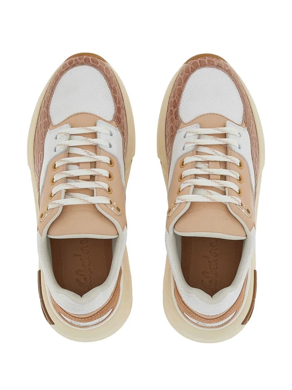 Ferragamo Cosma Low Leather Sneaker In Neutrals