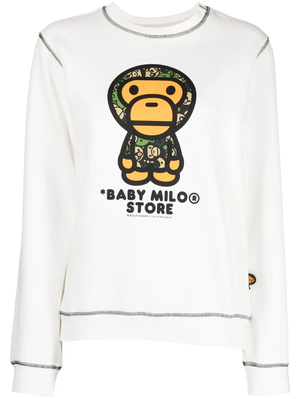 *baby Milo® Store By *a Bathing Ape® Graphic-print Crew-neck Sweatshirt In Weiss