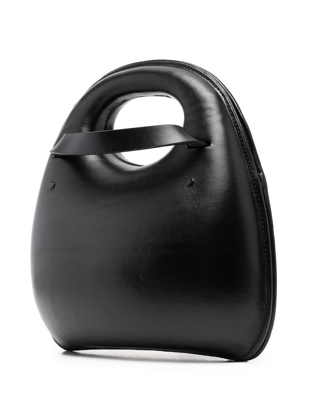 Shop Lemaire Egg Leather Tote Bag In Black