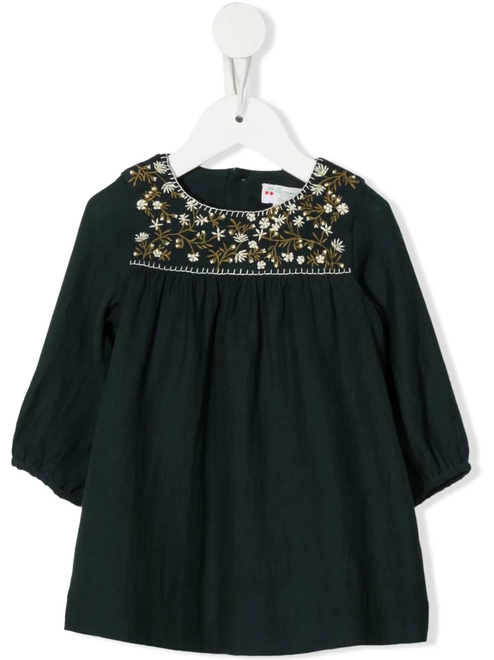 

Bonpoint floral-embroidered long-sleeved dress - Green