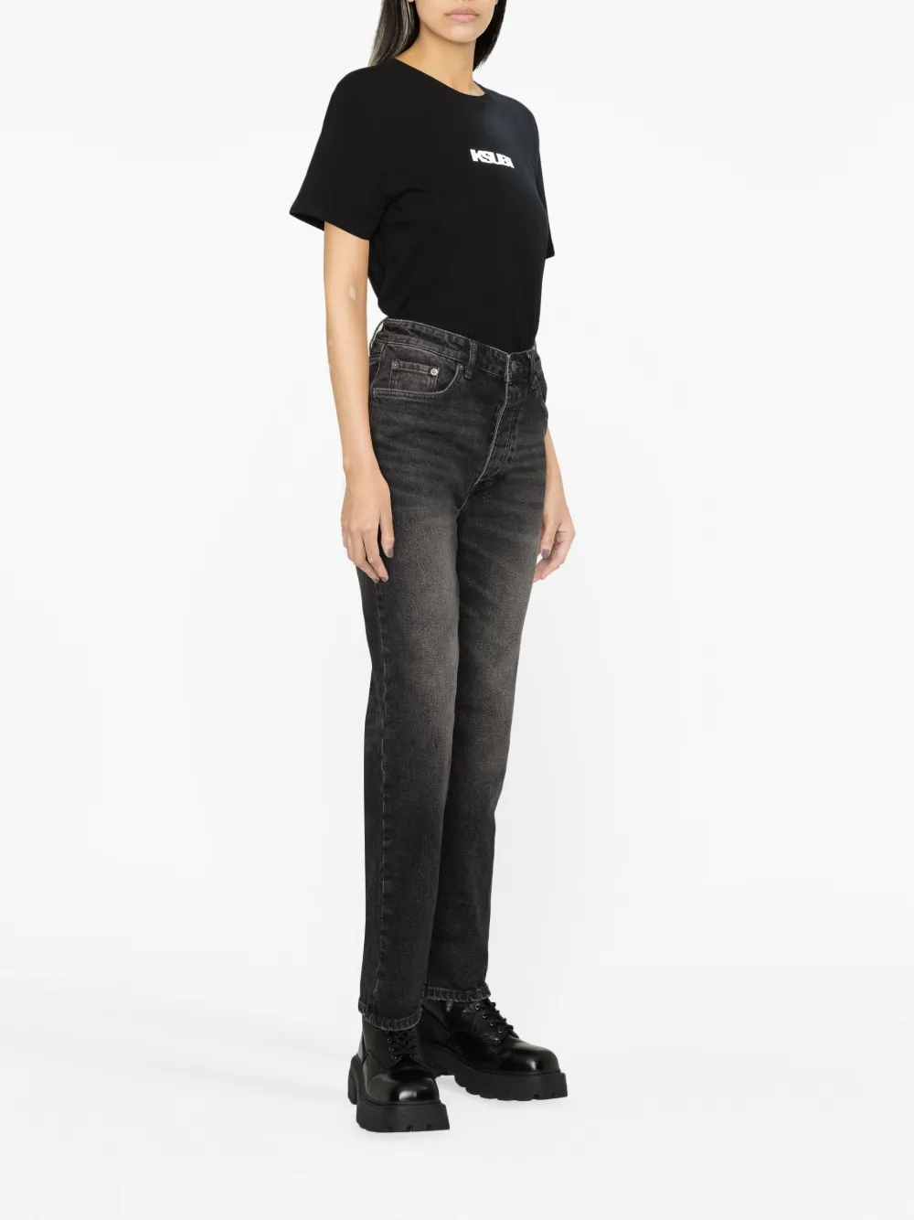 Shop Ksubi Brooklyn Straight-leg Jeans In Black