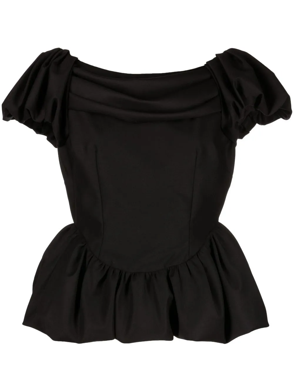 

Simone Rocha blusa con cuello barco y peplum - Negro