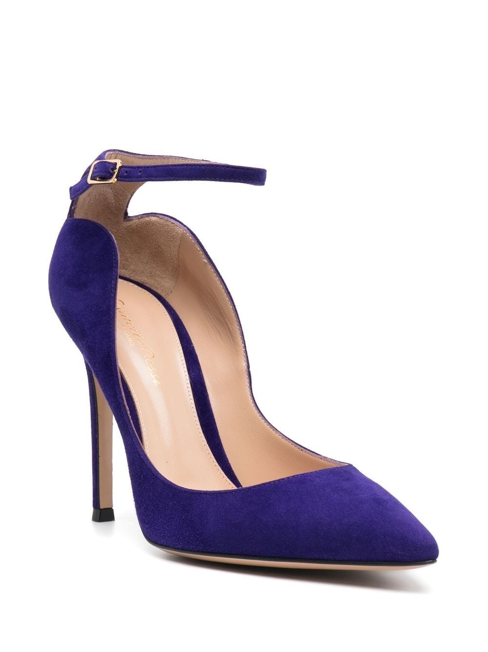 gianvito rossi pointed-toe ankle strap 105mm pumps - purple