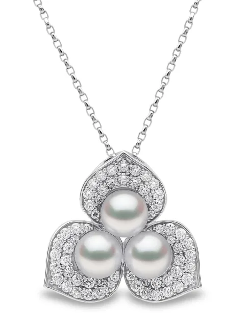 Yoko London 18kt white gold Petal pearl and diamond pendant