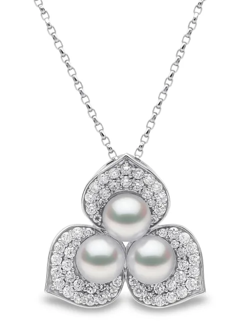 Pendentif Petal en or blanc 18ct serti de perles et diamants - Yoko London - Modalova