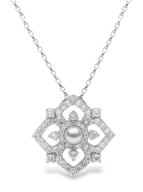 Pendentif Petal en or blanc 18ct serti de perles et diamants - Yoko London - Modalova