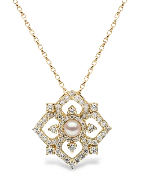 Yoko London 18kt yellow gold Petal pearl and diamond pendant