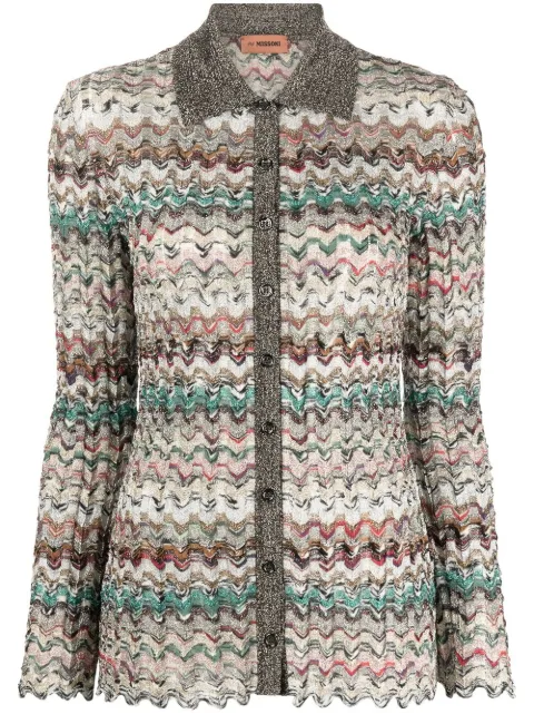 zigzag-pattern long-sleeve cardigan