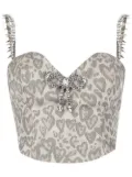 AREA Heart leopard-print bustier top - Brown