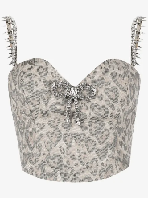 AREA Bustier Heart com animal print
