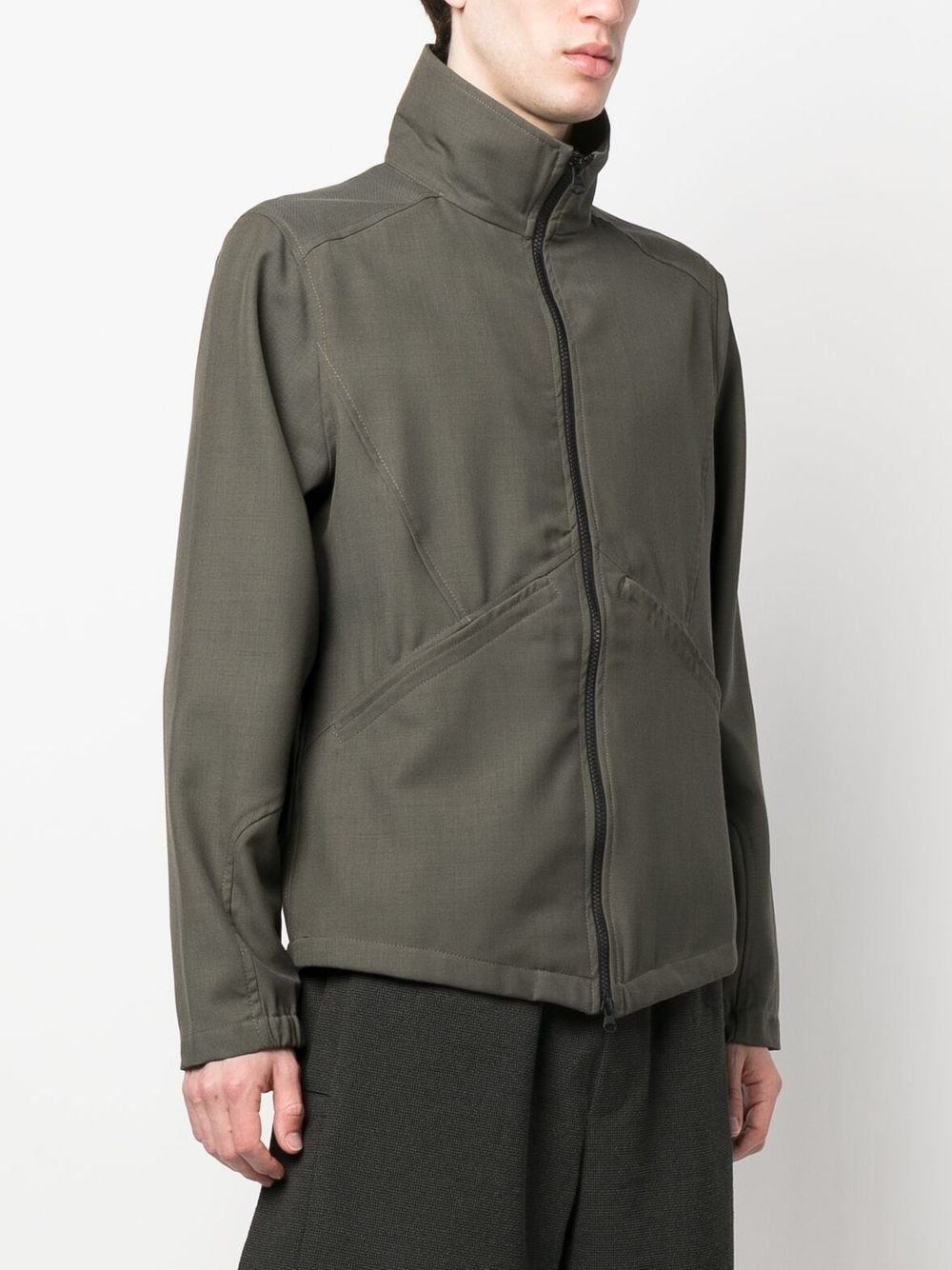 Shop Gr10k Zipped-up Stand-up Neck Jacket In Green
