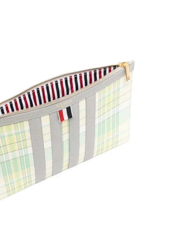 Thom Browne plaid check Print Clutch Bag Green FARFETCH IE