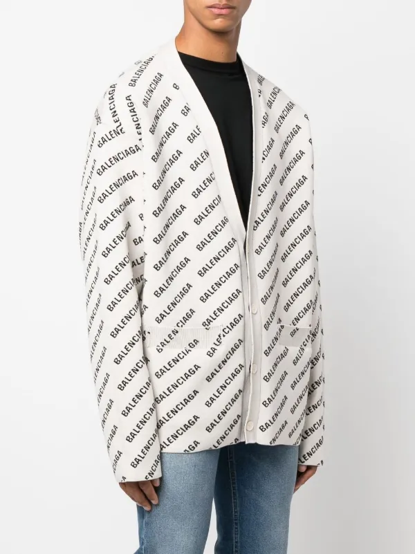 Balenciaga intarsia-knit Logo Cardigan - Farfetch