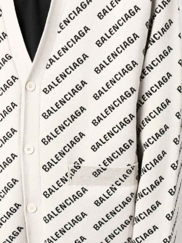 Balenciaga intarsia-knit Logo Cardigan - Farfetch