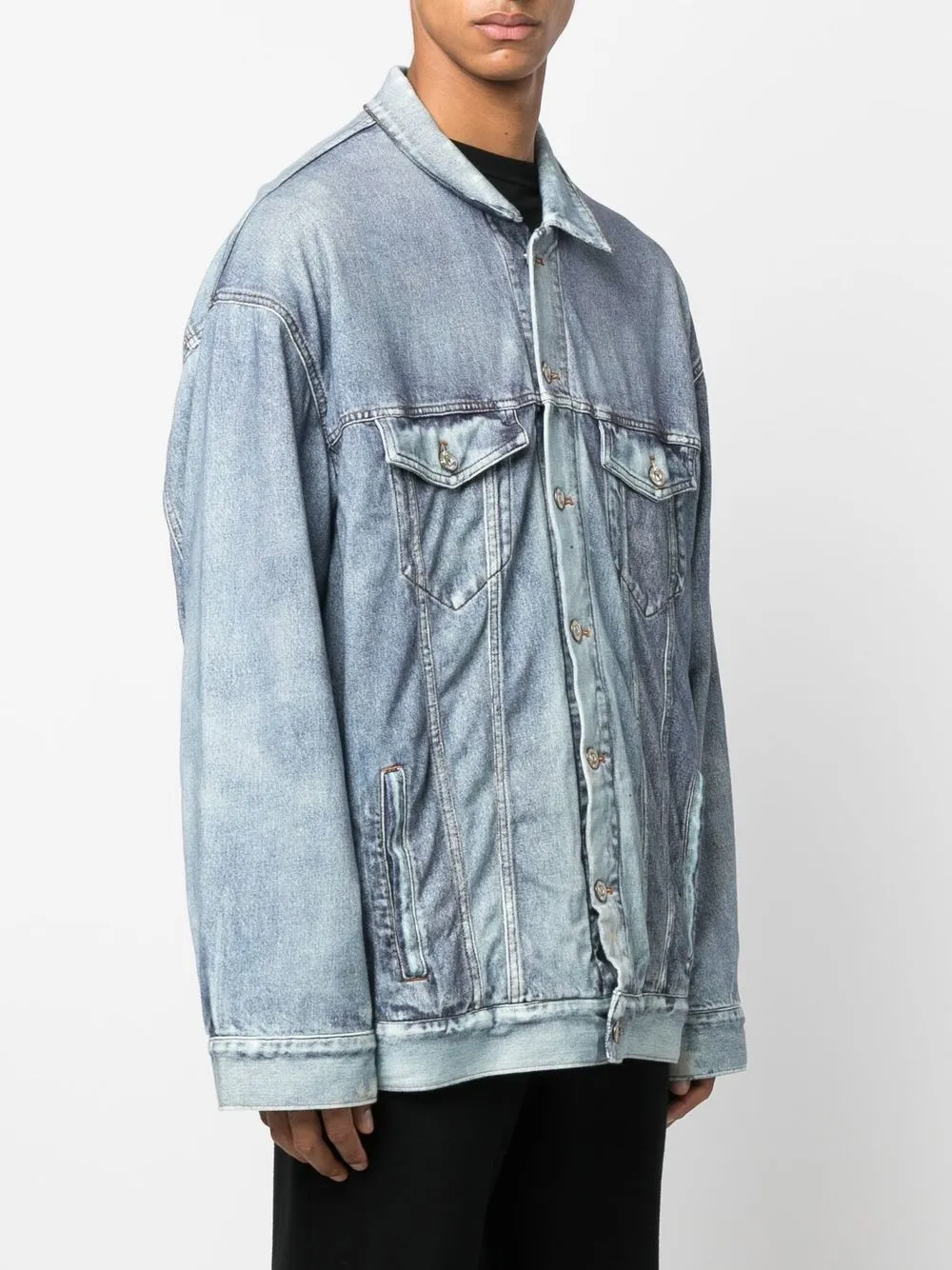 Shop Balenciaga Trompe L'oeil-print Denim Jacket In Blue