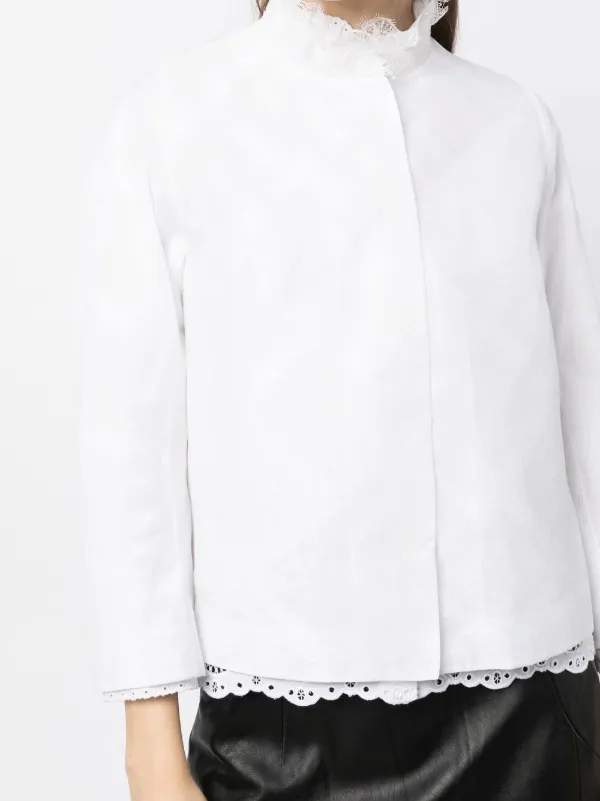 ジャケット・アウター SHIATZY CHEN SHIATZY CHEN purple oriental abstract silk brocade cropped