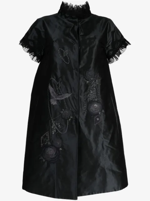 SHIATZY CHEN silk embroidered ruffle-trim coat
