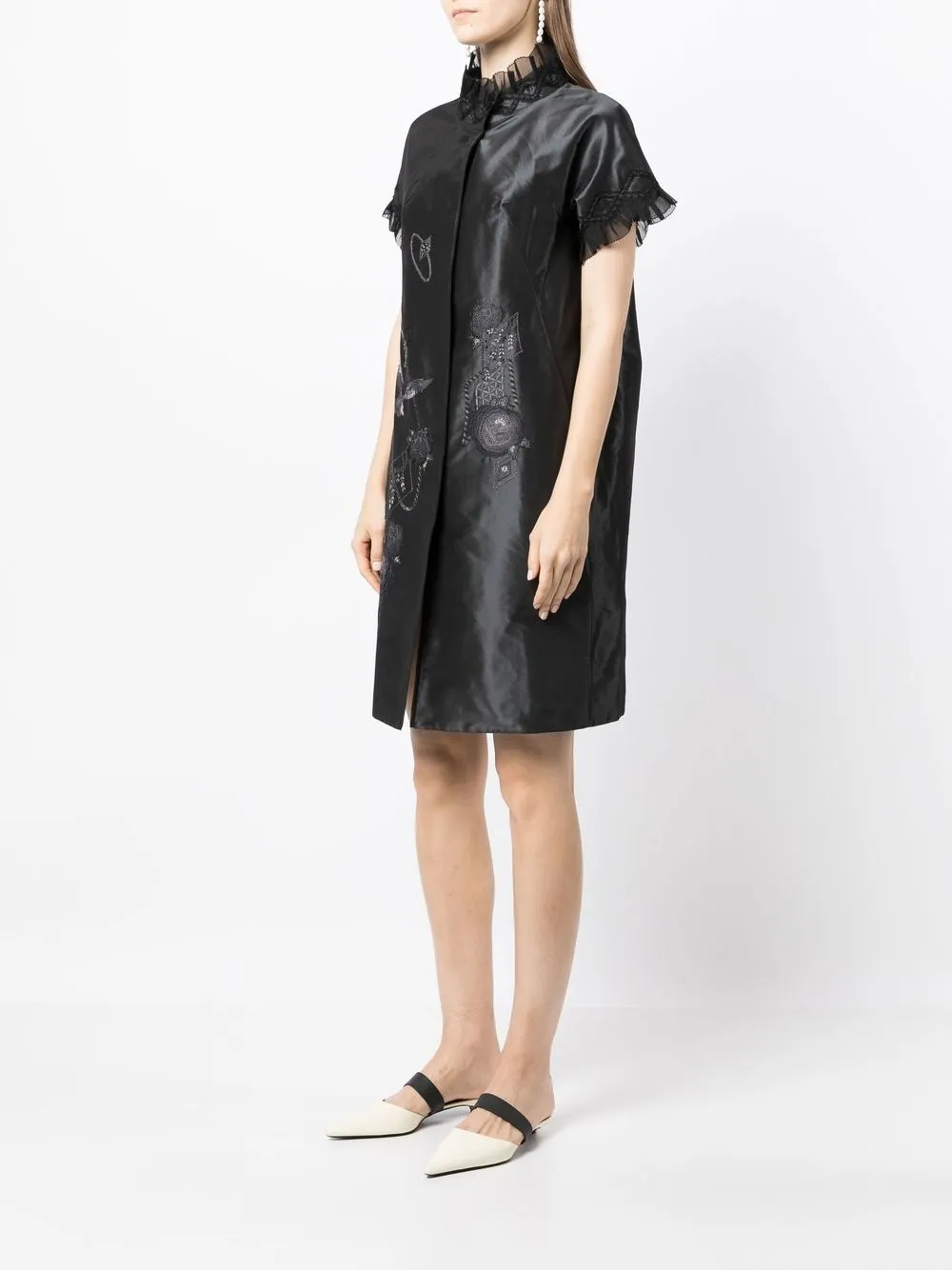  Shiatzy Chen Bestickter Mantel   Schwarz 