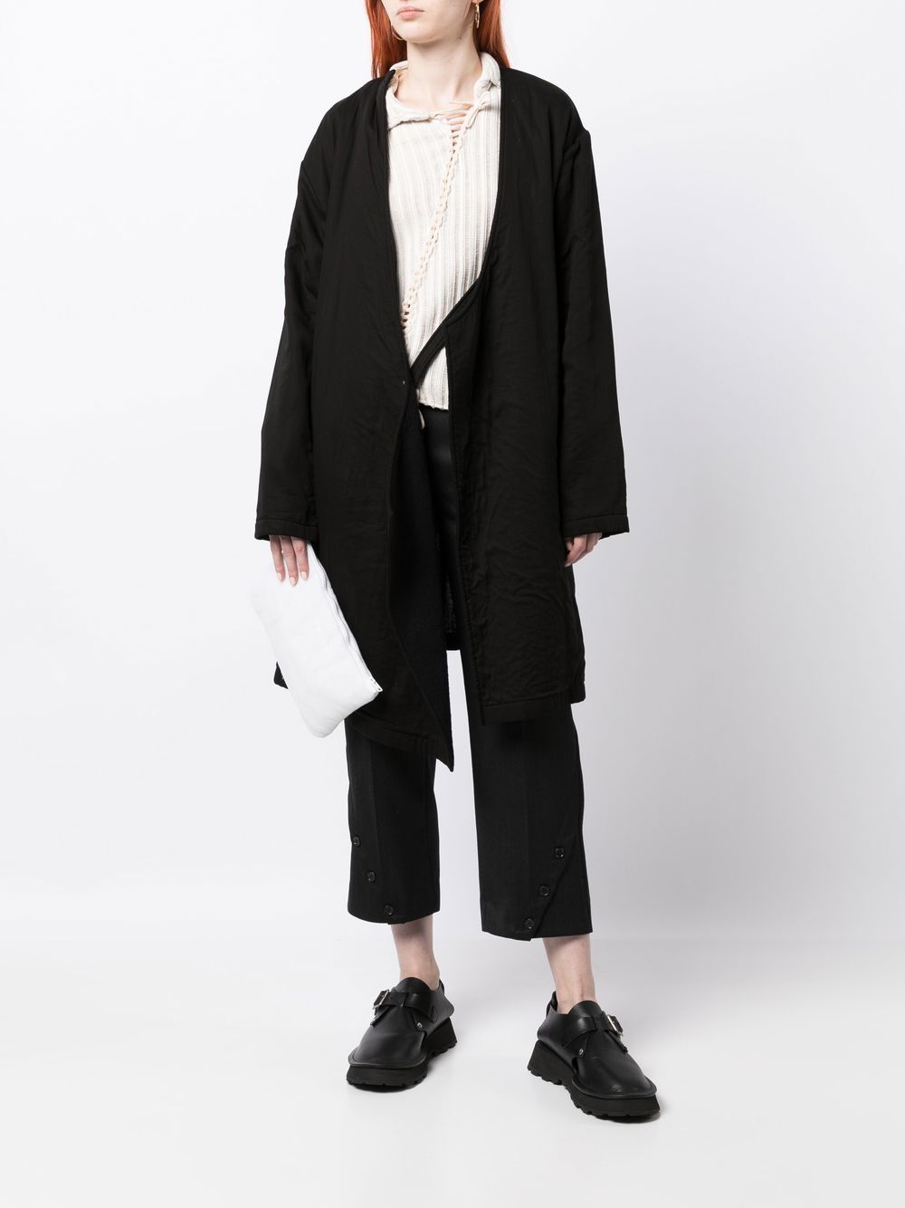 Shop Y's Open-front Cotton Coat In Black