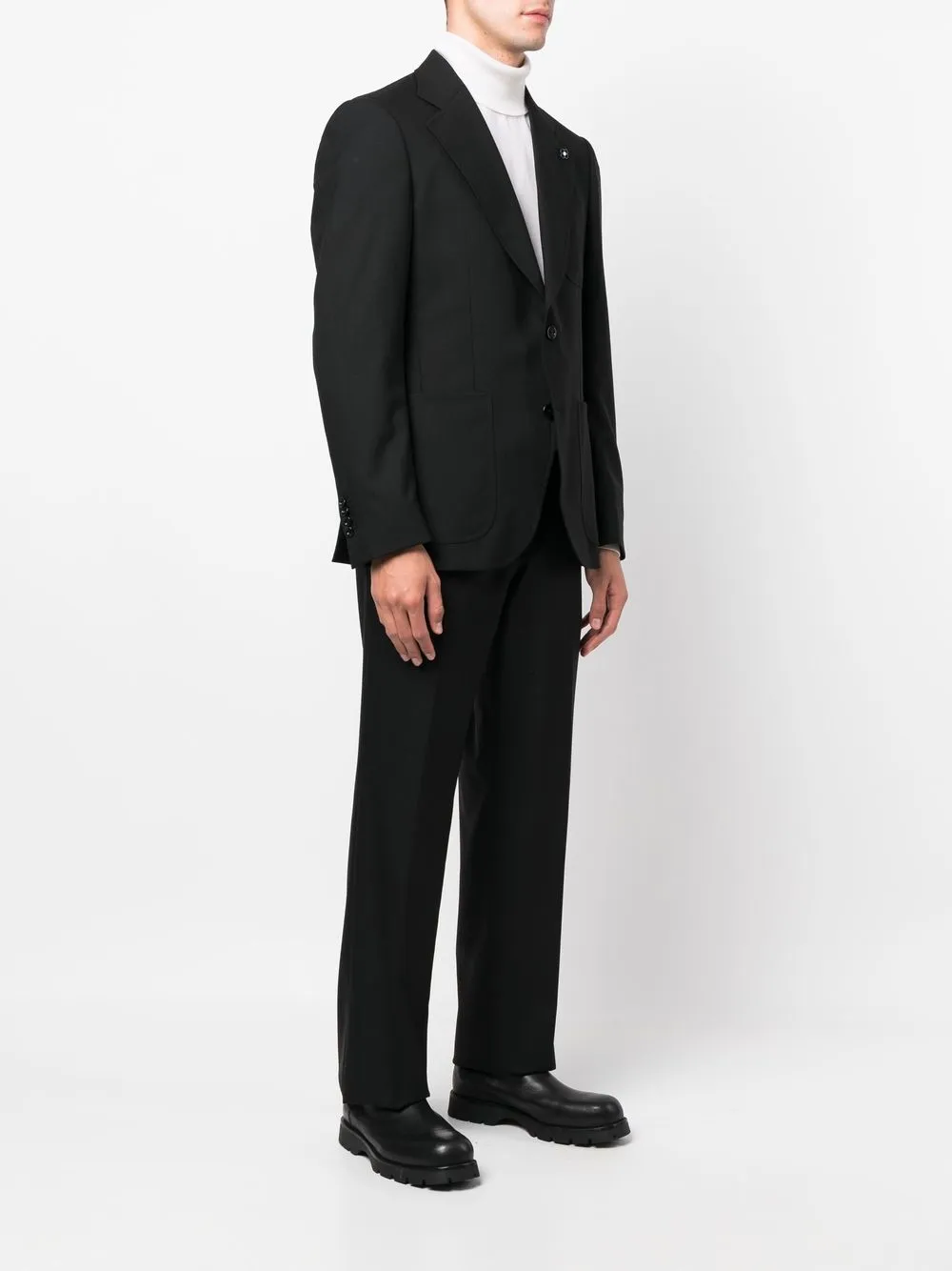 Lardini Single-breasted Wool Suit In Black