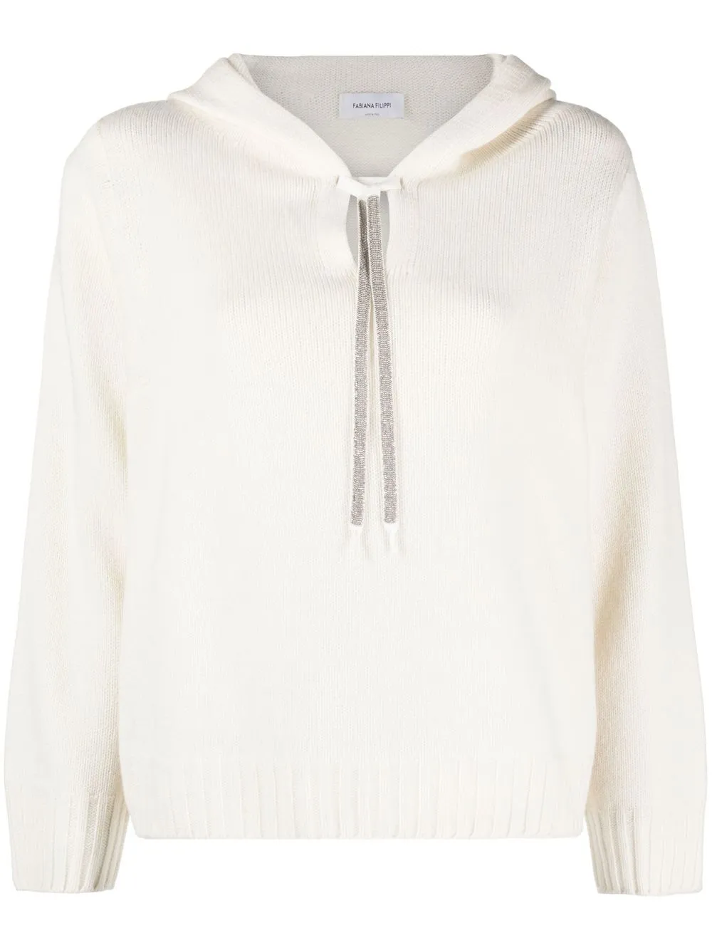 

Fabiana Filippi hooded V-neck jumper - White