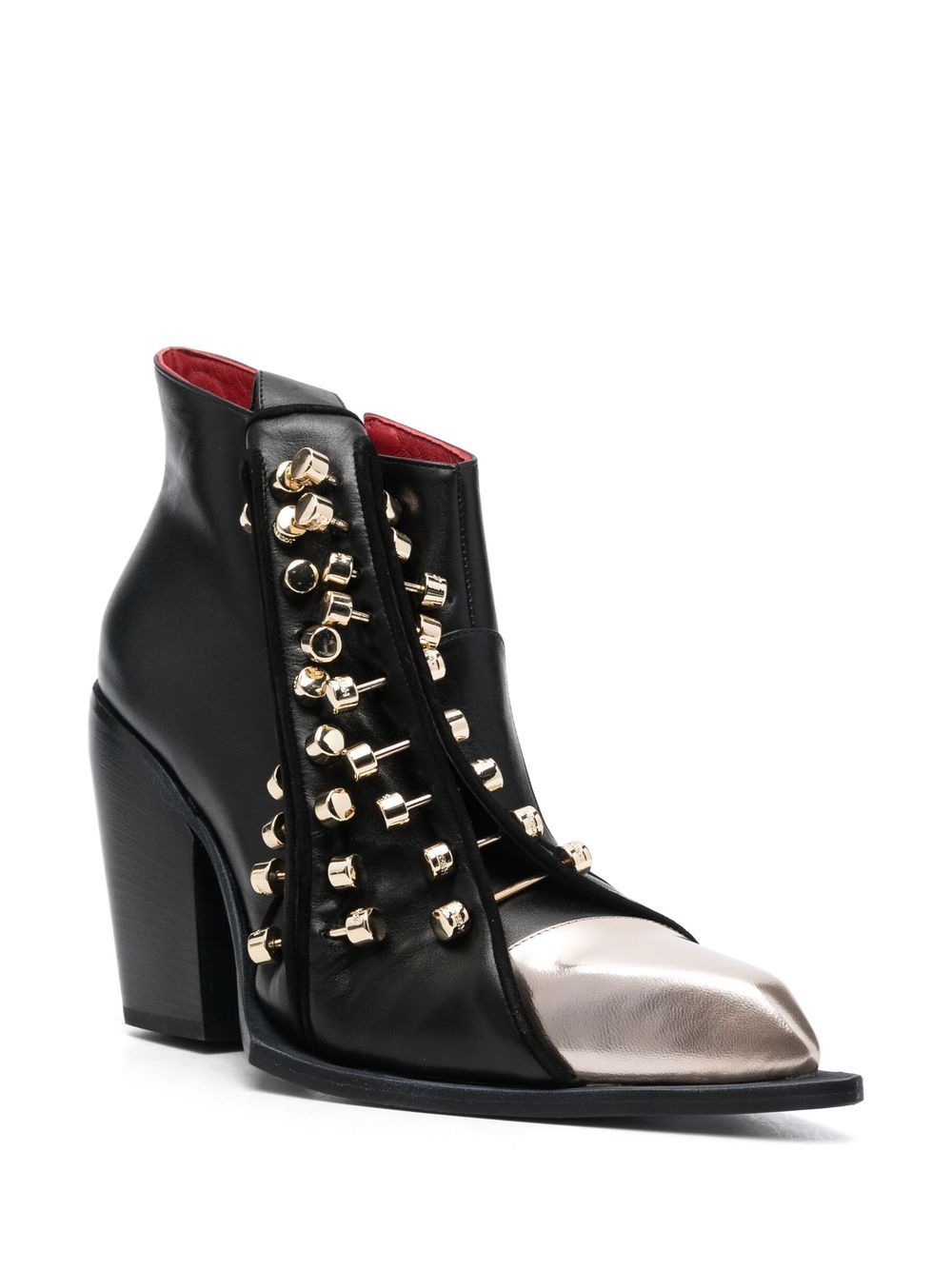 Shop Hardot Stud-embellished Ankle Boots In Black
