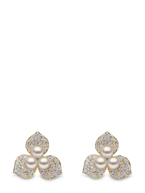 Yoko London 18kt yellow gold Petal pearl and diamond earrings