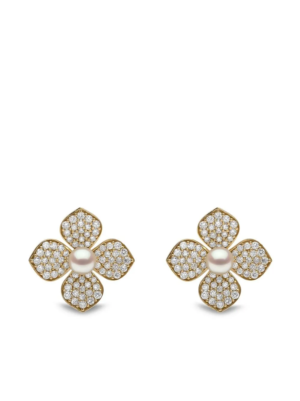 

Yoko London 18kt yellow gold Petal pearl and diamond earrings