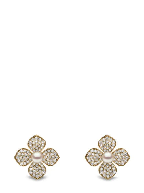 Boucles d'oreilles Petal en 18ct serties de diamants et de perles - Yoko London - Modalova