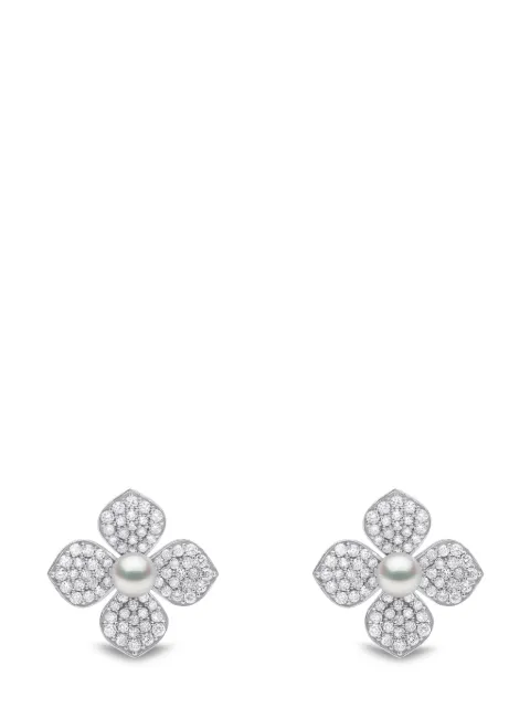 Yoko London 18kt white gold Petal pearl and diamond earrings