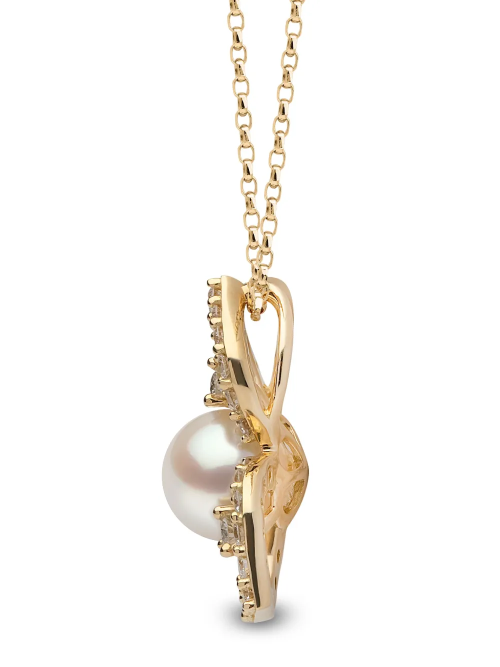 Yoko London 18kt yellow gold pearl and diamond floral pendant necklace | Image 2