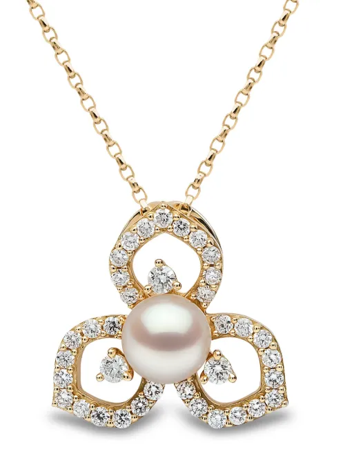 Collier en à pendentif serti de perles et diamants - Yoko London - Modalova
