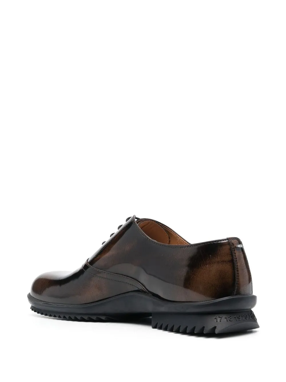 Shop Maison Margiela Numbers-embossed Leather Derby Shoes In Braun