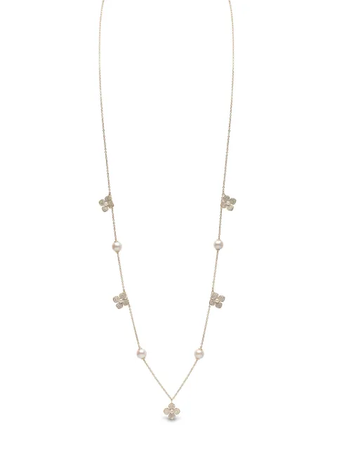 Yoko London 18kt yellow gold Petal pearl and diamond necklace