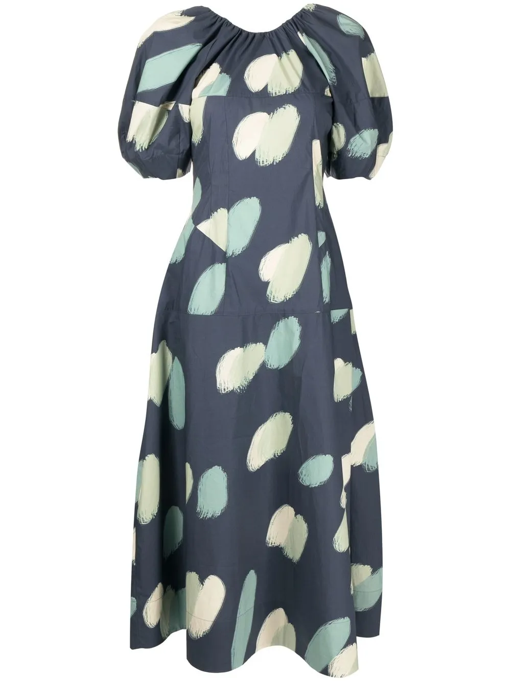 

Lee Mathews abstract-print puff-sleeve dress - Azul