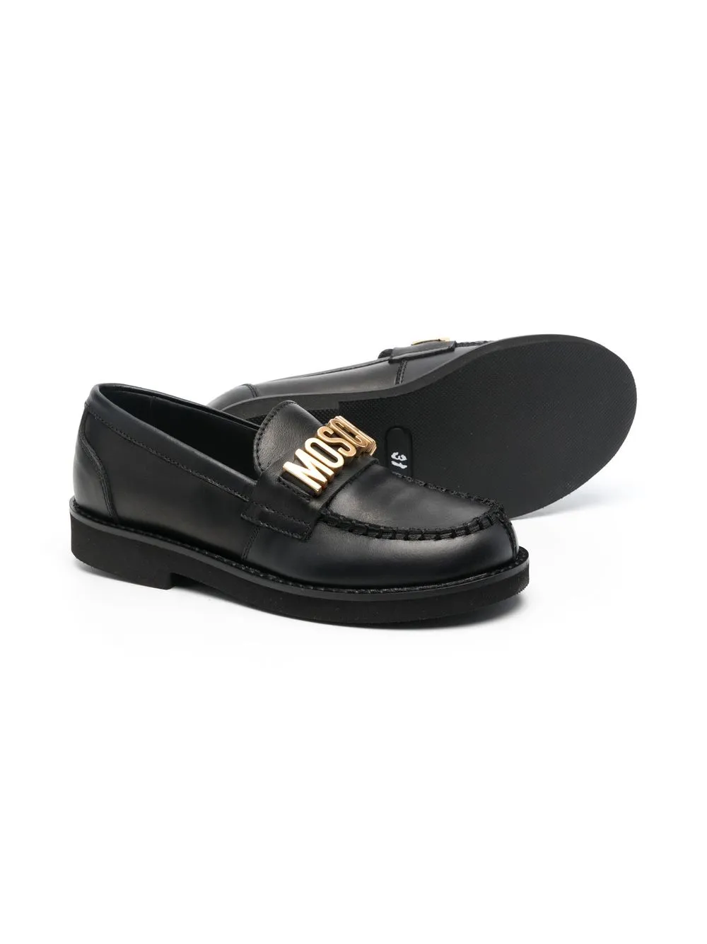 Moschino Kids Loafers met logo - Zwart
