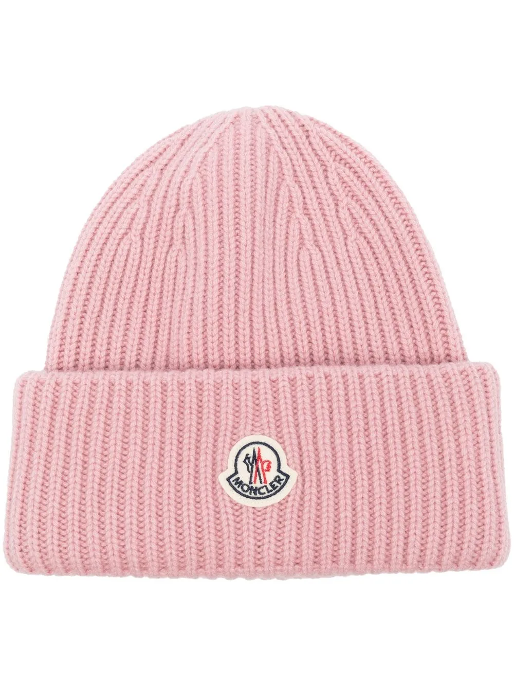 

Moncler gorro tejido con parche del logo - Rosado