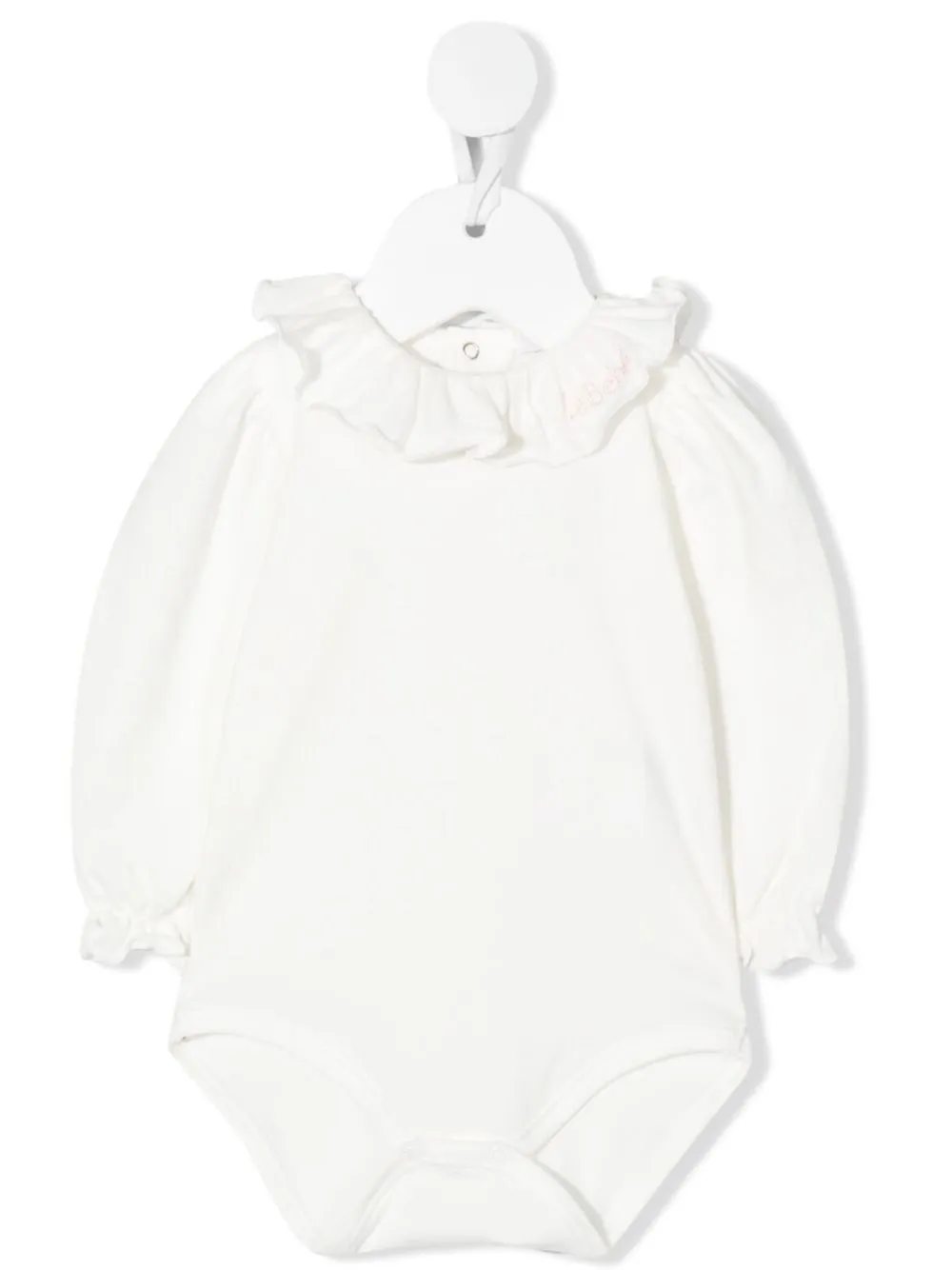 

Le Bebé Enfant body con logo bordado y volantes en el cuello - Blanco